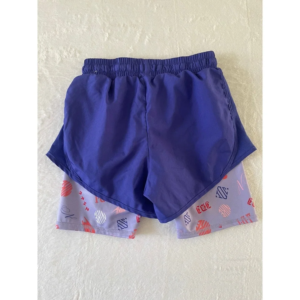 Nike Dri-FIT 2-in-1 Running Shorts Purple Graphic Liner DD7631-430 Womens Medium